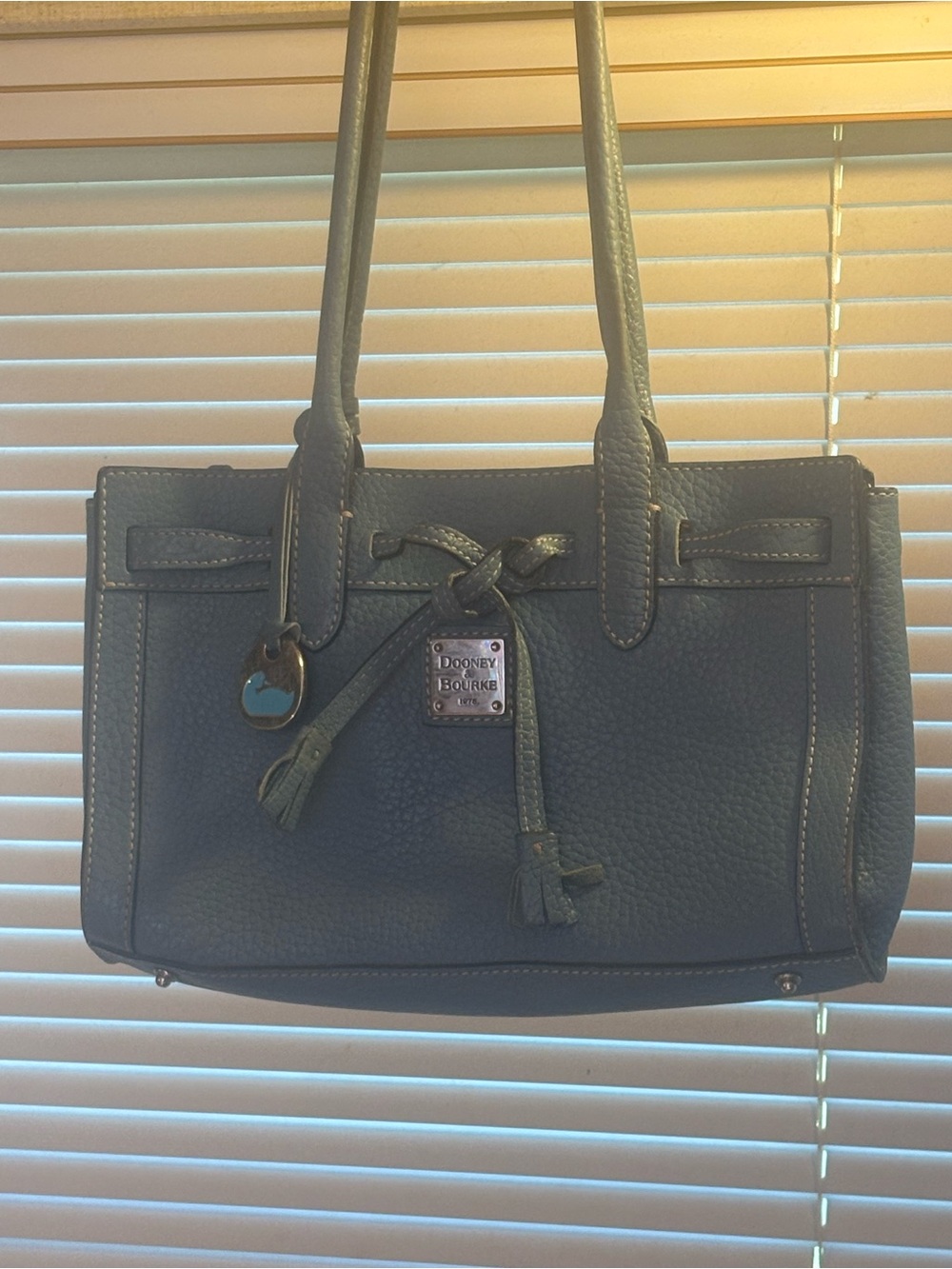 Dooney & Bourke slate blue medium Pebbled Leather Shoulder Bag/tote bag